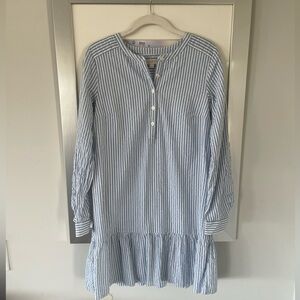 LOFT blue and white striped seersucker dress size XS
